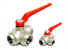 3-way brass ball valve (Type 1620 - T / 1720 - L)